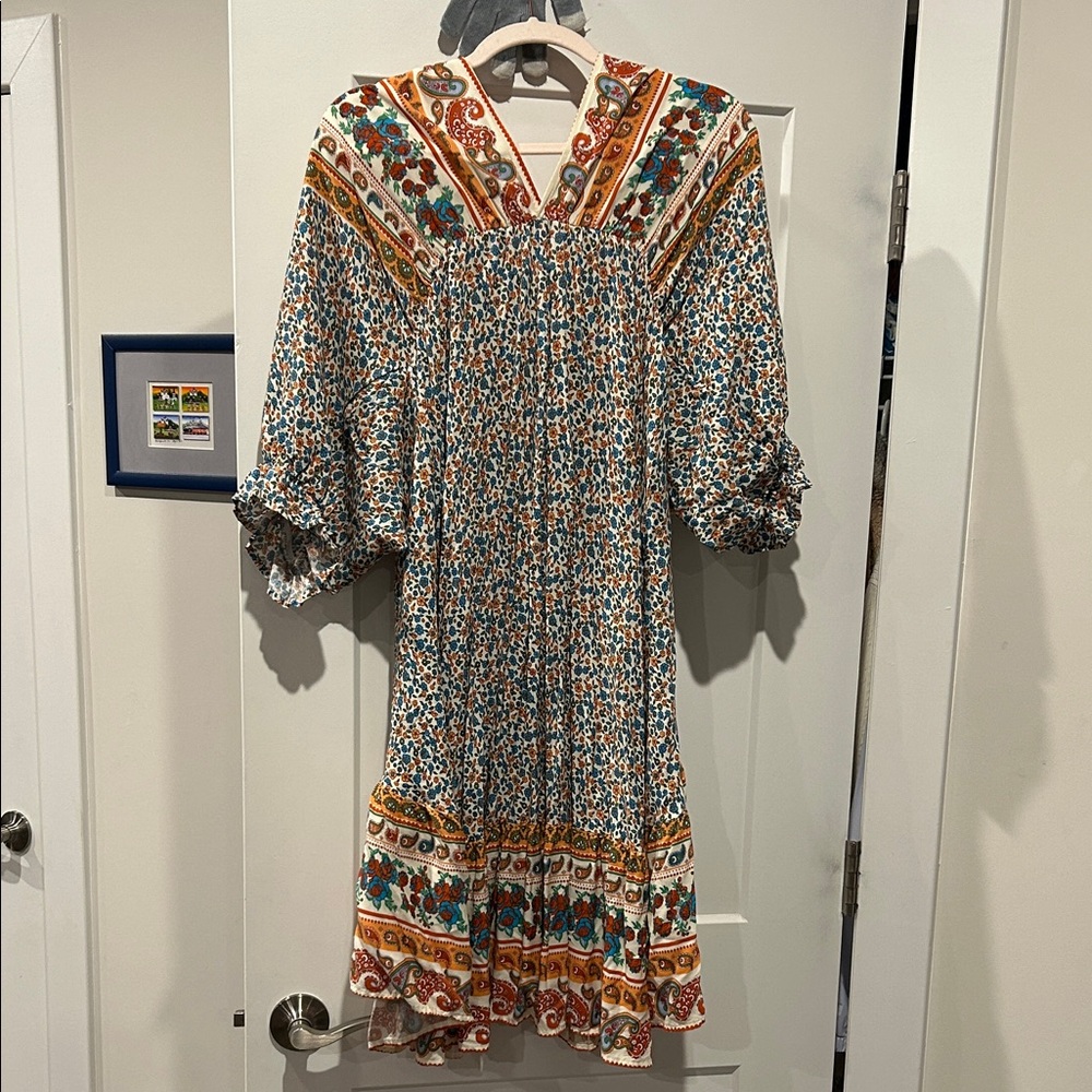 Umgee Floral and Geometric Long Sleeve Dress